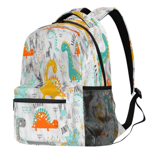 Sac à dos d'école dinosaure gris mixte pour ordinateur et voyage randonnée