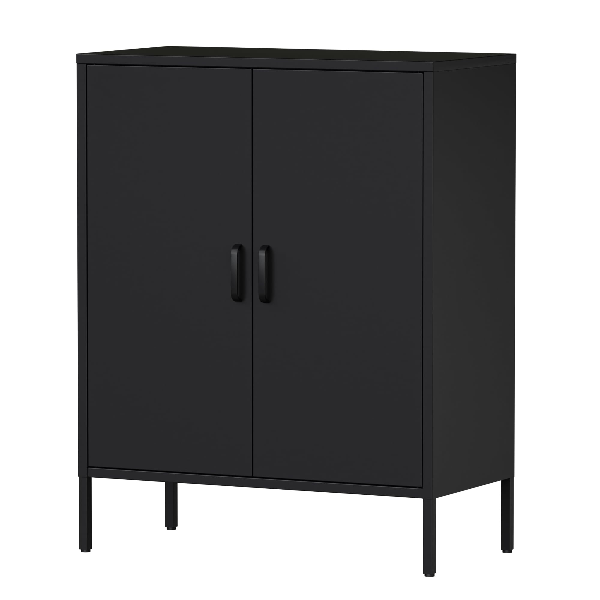 QPRVPTOW Bathroom Floor Storage Cabinet,40H Small Metal Cabinets for Storage with Doors,2 Door Black Towel Freestanding Cabinet for Small Spaces,Two