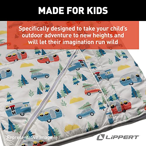 Bolsa de dormir para niños Lippert Components modelo 2022107837, capacidad individual, forma rectangular, color verde, con cierre de cremallera derecha y materiales de algodón y poliéster miniatura 5