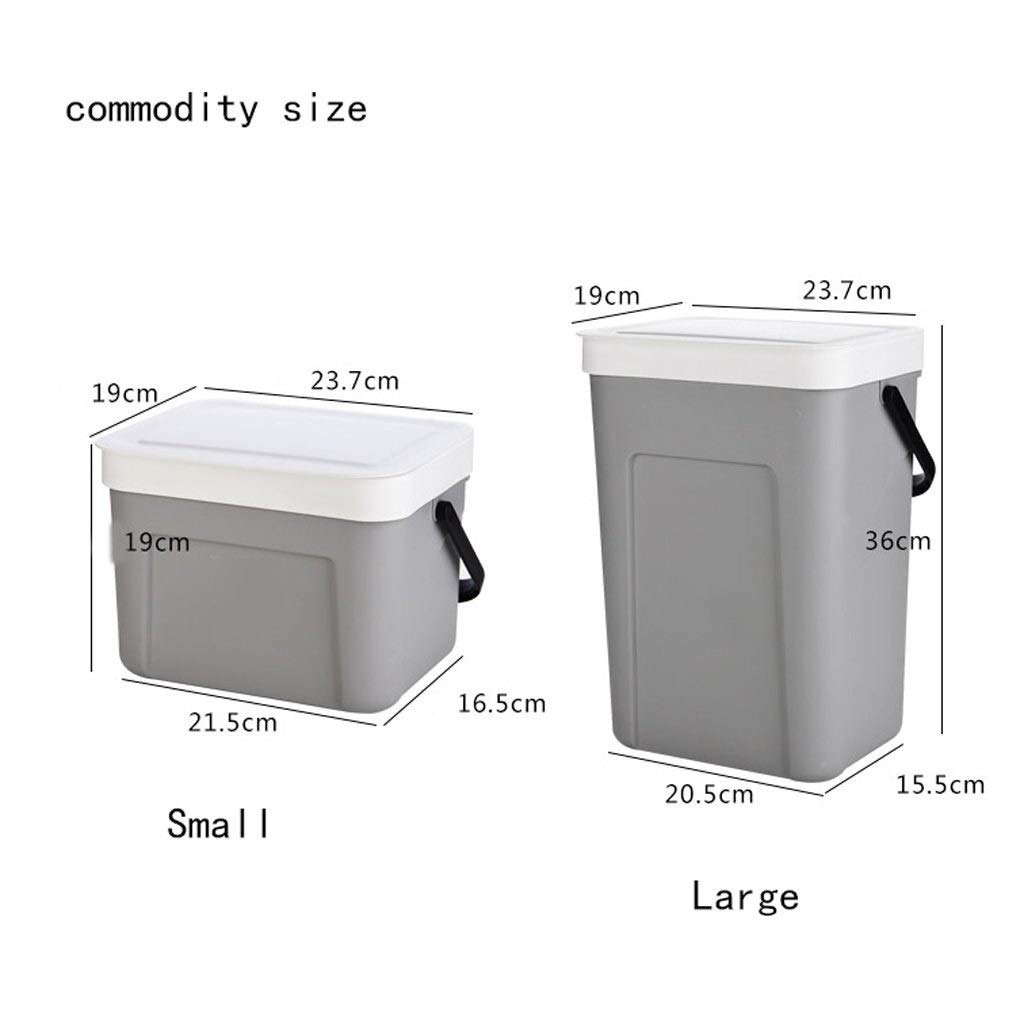 UPJAKS Cubo de Basura Hogar de pared bote de basura con tapa Clasificación creativo bote de basura for lavabo WC Cocina dormitorio Papelera Bote de Basura Baño (Color : Grey, Tamaño : L)