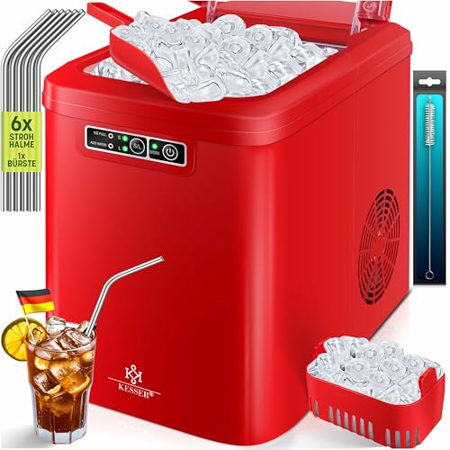 KESSER® Máquina de hacer hielo Cubitos de acero inoxidable 150W | Cubitera 12 kg 24 h | 2 tamaños...