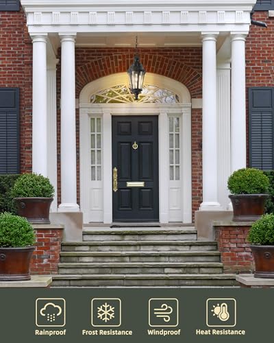 Outdoor Pendant Lights for Porch, HWH 20'' Large Outdoor Chandelier for Gazebo with Seeded Glass, Exterior Hanging Lantern Light Fixtures, Matte Black Finish, 5HW90H-M BK - Image 4