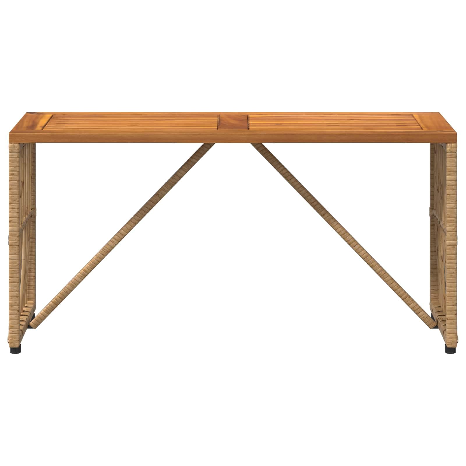 Zewnętrzny stół ogrodowy naturalny z olejowanym blatem z drewna akacjowego, 80 x 40 x 40 cm, stalowa rama, odporny na warunki atmosferyczne, na taras, balkon, patio, idealny jako stolik