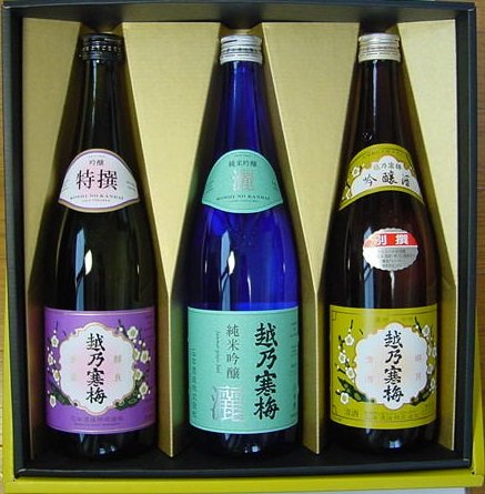 Amazon.co.jp: 越乃寒梅専用箱入り 特撰 灑 別撰 720ml 3本詰 贈答
