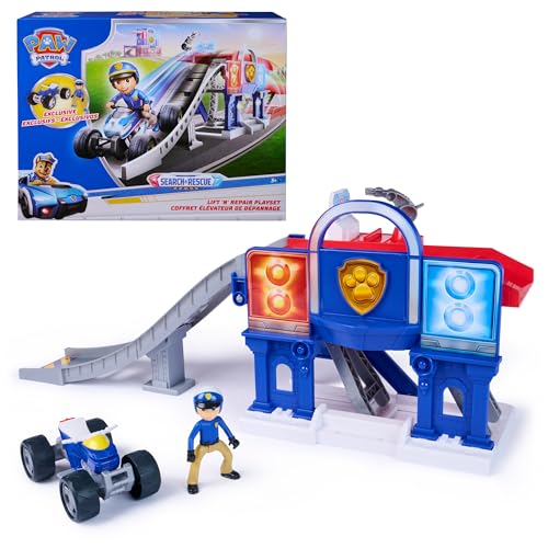 Paw Patrol Search & Rescue, Lift 'N' Repair Playset con vehículo y Figura, más de 76,2 cm de Largo, Juguetes para niños y niñas a Partir de 3 años