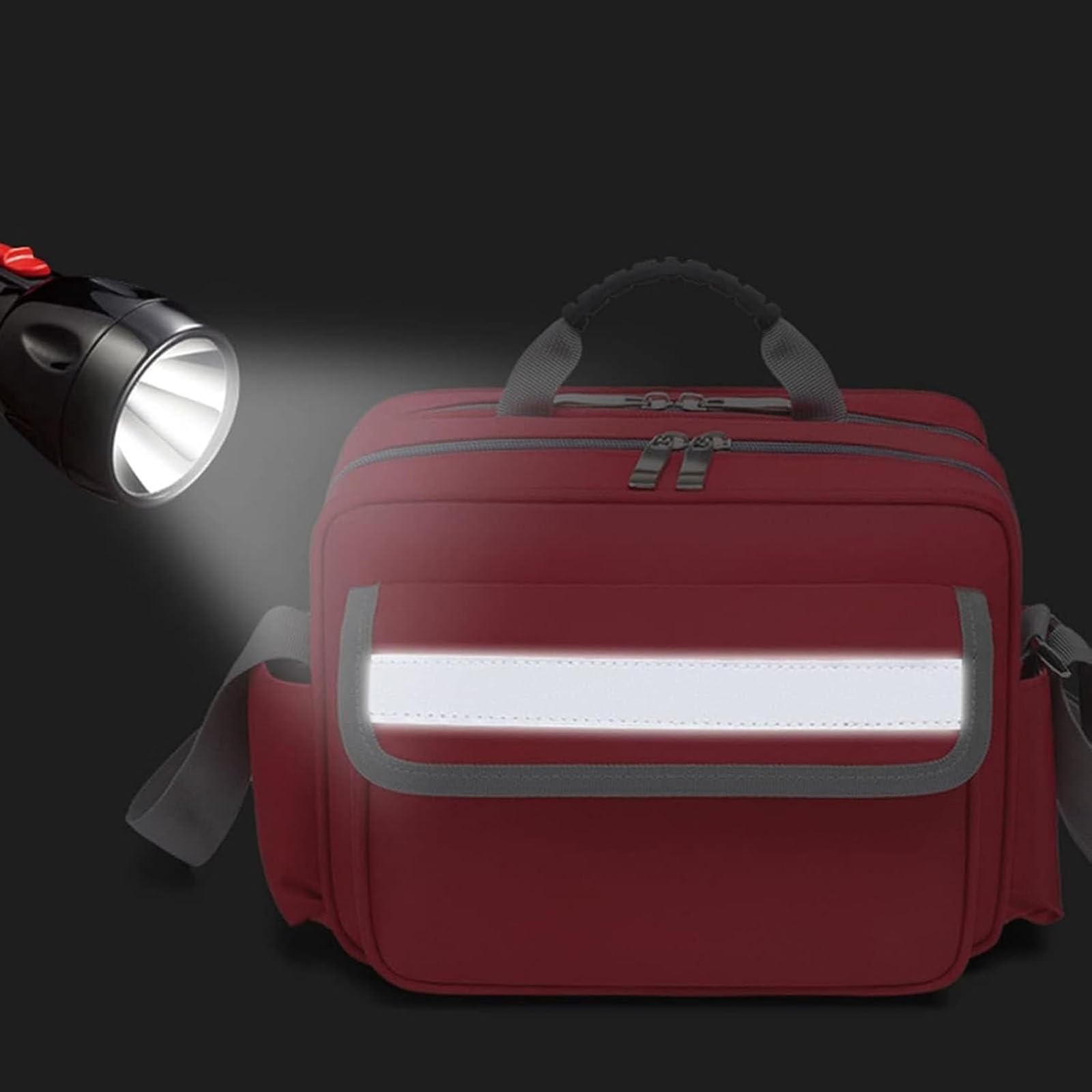 Kit di pronto soccorso portatile,organizer per il pronto soccorso familiare, con cinturino regolabile e striscia riflettente, borsa per traumi per viaggi, casa, auto, escursionismo, lavoro e attività
