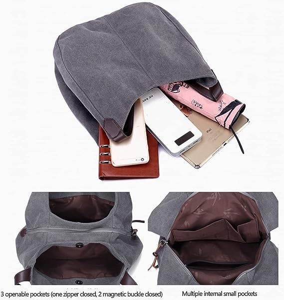 Image of Women Canvas Hobo Purse Multi Pocket Handbags Shoulder Bags Totes Purses