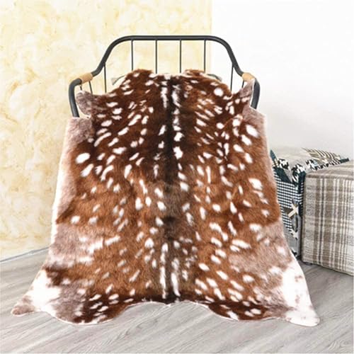 Faux Deer Rug 3x3.6 Feet Sika Deer Hide Carpet Animal Printed Rug Cow Hides and Skins Faux Cowhide Carpet for Living Room Bedroom
