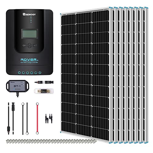 Renogy 800 Watt 24V Premium Bluetooth Module Fuse+Mounting Z Brackets+Adaptor Kit+Tray Cables Set, 800W 40A MPPT, Off-Grid Solar Power System