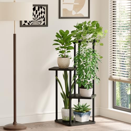 Image of Bamworld Small Plant Stand Indoor Corner Metal Plant Shelf