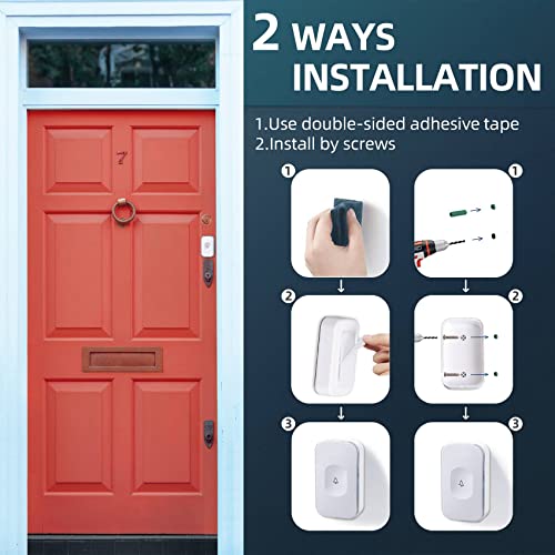 Jsieem DOORBELL-PUSH-BUTTONS Wireless Doorbell 1200 Feet Waterproof Door Bell thumb #6