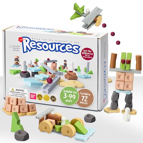 Taksa Toys Locomo & Resources Set: 72 Pcs Gift Pack Montessori Building Blocks & 5 Natural Color Wooden Animal Figures, Outdoor Learning & Creativity Toy Set for Kids 3 4 5 6 7+ Years - Image 2