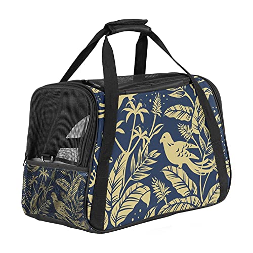 Gold Birds in The NaturePet Travel Carrier Bag Portable Pet Bag for Dogs or Cats, Pet Cage with Locking Safety Zippers Ventilated Breathable Mesh