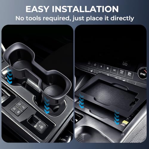 Image of Cup Holder Insert & Wireless Charging Protective Mats for Subaru Outback 2026, Center Console Interior Accessories Silicone Cup Holder & Wireless Charger Cover Pad for 2026 Outback, Black