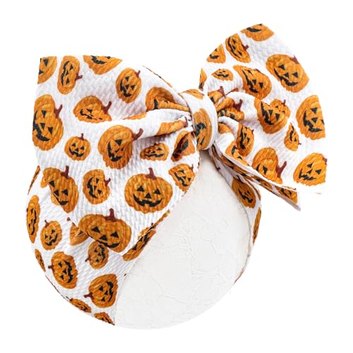 ONENINEDREAM Halloween Hair Headbands Baby Bows Pumpkin Headband Hair Accessories for Girls Nylon Headbands for Toddler Girls Orange Black Newborn Hair Bows