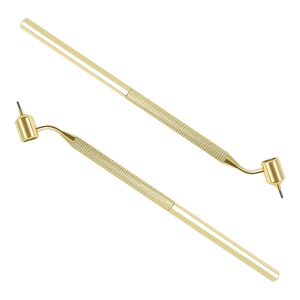 Fine Line Painting Pen 2PCS Fluid Writer Paint Pen 0.5mm+0.7mm Gold Fluid Writer Paint Applicator Pen for Scratches Stone Splitter Art and Craft Calligraphy