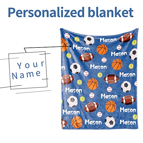 Image of Custom Ball Blanket with Name for Boys Personalized Name Blanket for Child