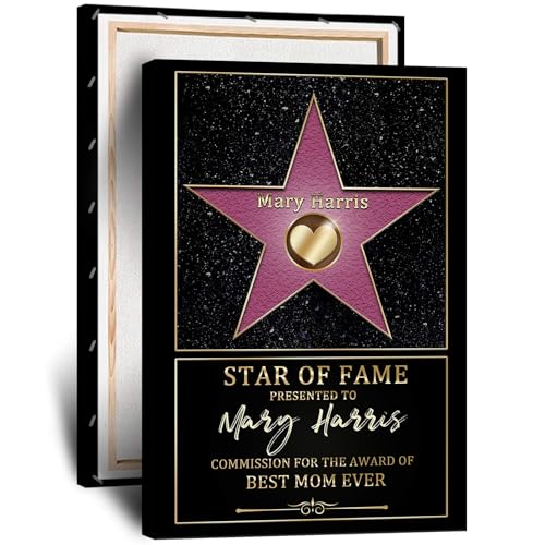 ZRHJKYV Personalized Name Star Of Fame Suitable Gifts For Women Canvas Wall Art Print Poster Customize Your Name For Mom And Grandma Room Decor Painting Family Bedroom Decor Custom Picture
