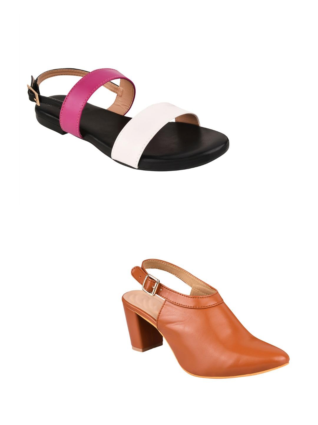 TRYME Style Fancy Trending Flats Sandal and Mule Bellies Office Block Heels Sandal for Womens and Girls (Pack of 2) (B0CR6D4247) Amazon Price History, Amazon Price Tracker