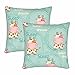 Fodere per Cuscini 18x18 pollici Set di 2 cartoni animati mucca, simpatico animale da fattoria addormentato mucca sogni d'oro copri cuscino per camera da letto, divano, divano