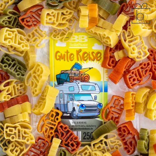 Bull & Bear bunte Wohnmobil Nudeln 250g, Motivnudeln aus Hartweizengrieß, handgefertigt in deutscher Manufaktur, Pasta Geschenk