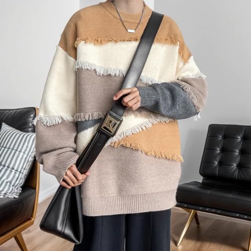 Casual Dress Pullover Sweater Loose Fit Contrast Fringe Soft Glutinous Sheep Knitted Casual Dress Pullover2