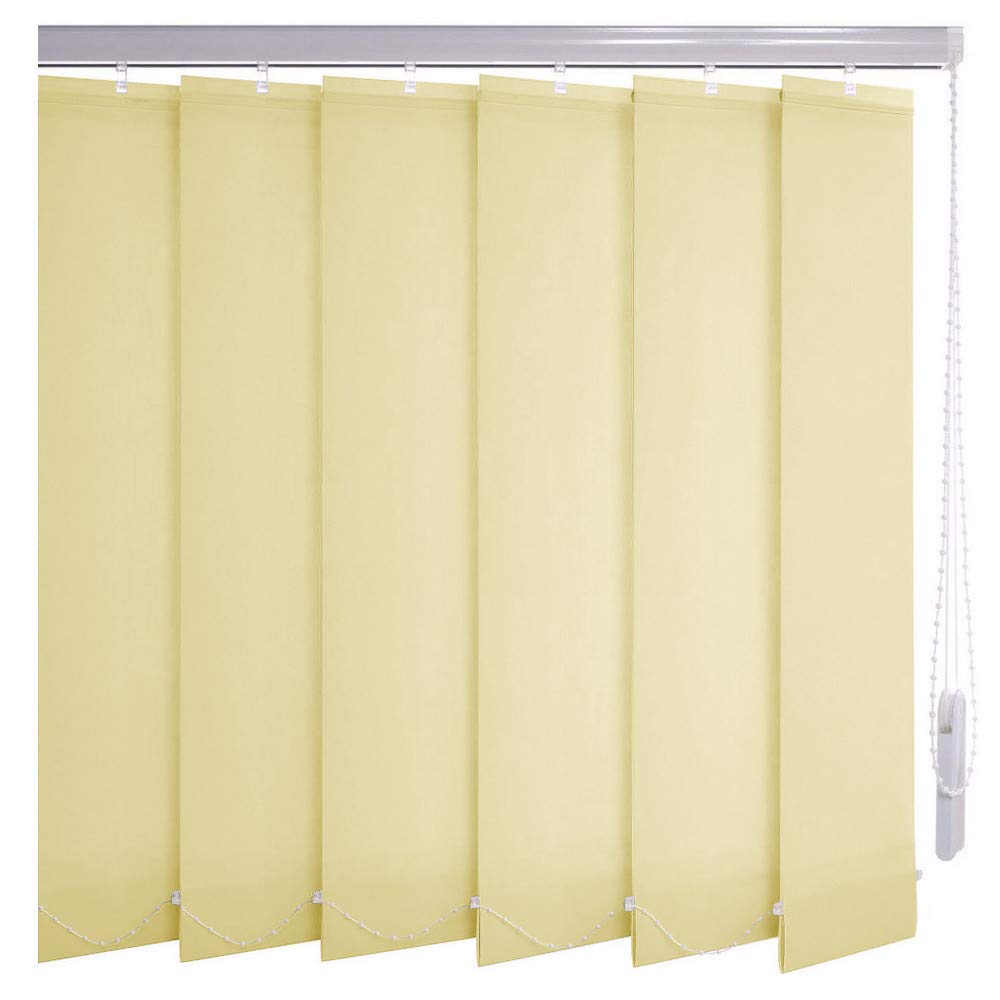 Sonnenschutz-HH® - Lamellenvorhang hellgelb-creme - Breite 135 cm x 165 cm Höhe - Office Verdunkelungslamellen für Bildschirmarbeitsplätze Lamellenbreite 127mm Vertikaljalousie Vertikalanlage