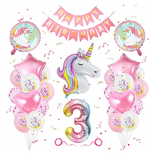 geburtstagsdeko mädchen einhorn deko geburtstag luftballons kindergeburtstag 3 jahr ballon unicorn Cover