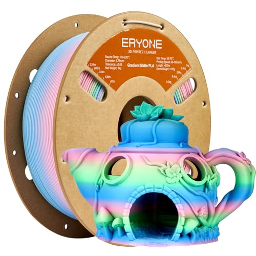 Image of ERYONE Matte Gradient Rainbow 3D Printer PLA Filament 1.75 + /- 0.03mm, Matte Multicolor Filament PLA 1KG(2.2LBS) Spool, Fairy (Pink Green Blue)