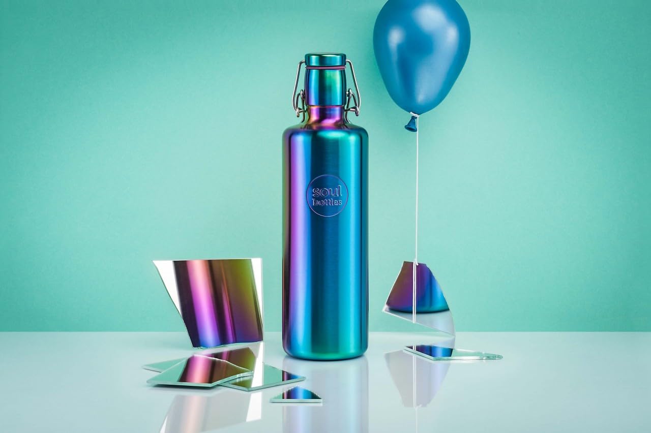 Soulbottles Trinkflasche Utopia aus Edelstahl mit Bügelverschluss und einem Volumen von 1L,2, STBL-06, Lila