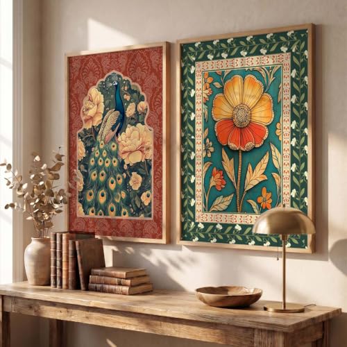 Image of kotart Traditional Madhubani Indian Wall Art Paintings for Living Room | Paintings For Home Decoration | Framed Wall Painting Home Room Bedroom Office Decor | (Art 10, (14x20 Inch), Framed)