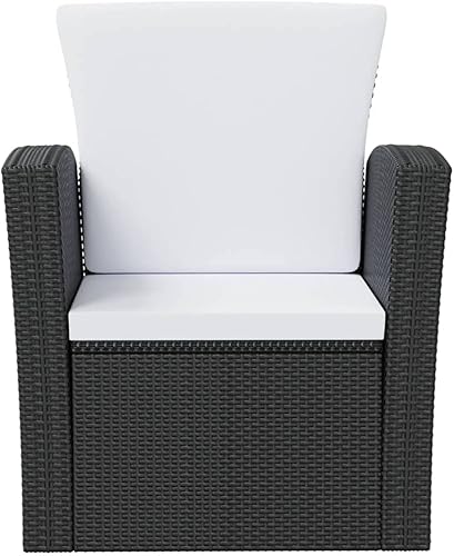 Miniatura 6 de DGZLIIO Juego de muebles de jardín muebles de patio muebles de exterior juego de 8 piezas con cojines de ratán de polietileno negro adecuado para