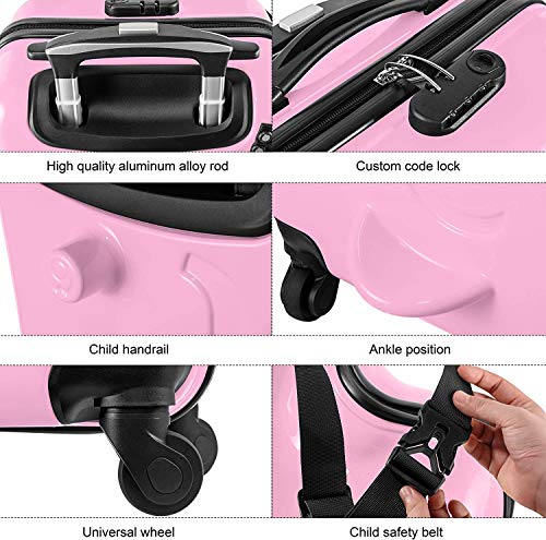 Wangbaochang2017 20in Kid Suitcase Trolley Case - Rideable Luggage With Fashionable Appearance - Funny Travel Companion for Girls in Pink for Children4