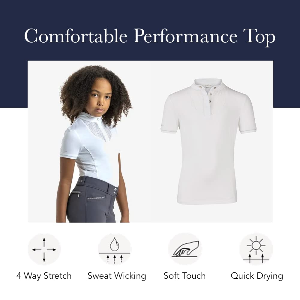 LeMieux Young Rider Belle Show Shirt avec tissu extensible doux – Haut de sport pour cavaliers – T-shirt classique léger à manches courtes