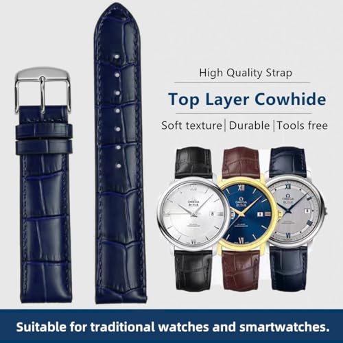 Image of Watch Bands Genuine Leather Embossed Alligator Grain Calfskin Replacement Strap for Women Men Bracelet Choose Color Width 16mm 17mm 18mm 19mm 20mm 21mm 22mm 22mm 24mm