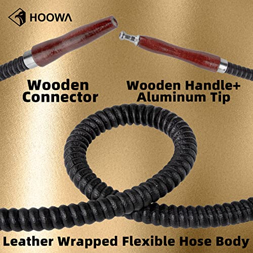 HW Wasserpfeife aus Leder, waschbar, Holzgriff, 150 cm, 1 Stück (schwarz) – Bild 3