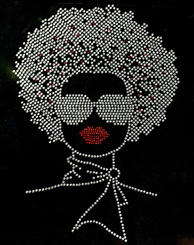 Afro lady with Goggles Clear Rhinestone Transfer Googles