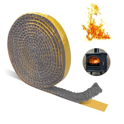 Brevanza 2M Cinta Aislante Termica, Junta Puerta Chimenea, Juntas para Chimeneas, Cuerda para Puerta Chimenea, Tira de Sellado Resistente al Calor para Estufa de Leña, Puerta Chimeneas, Tubo de Humo