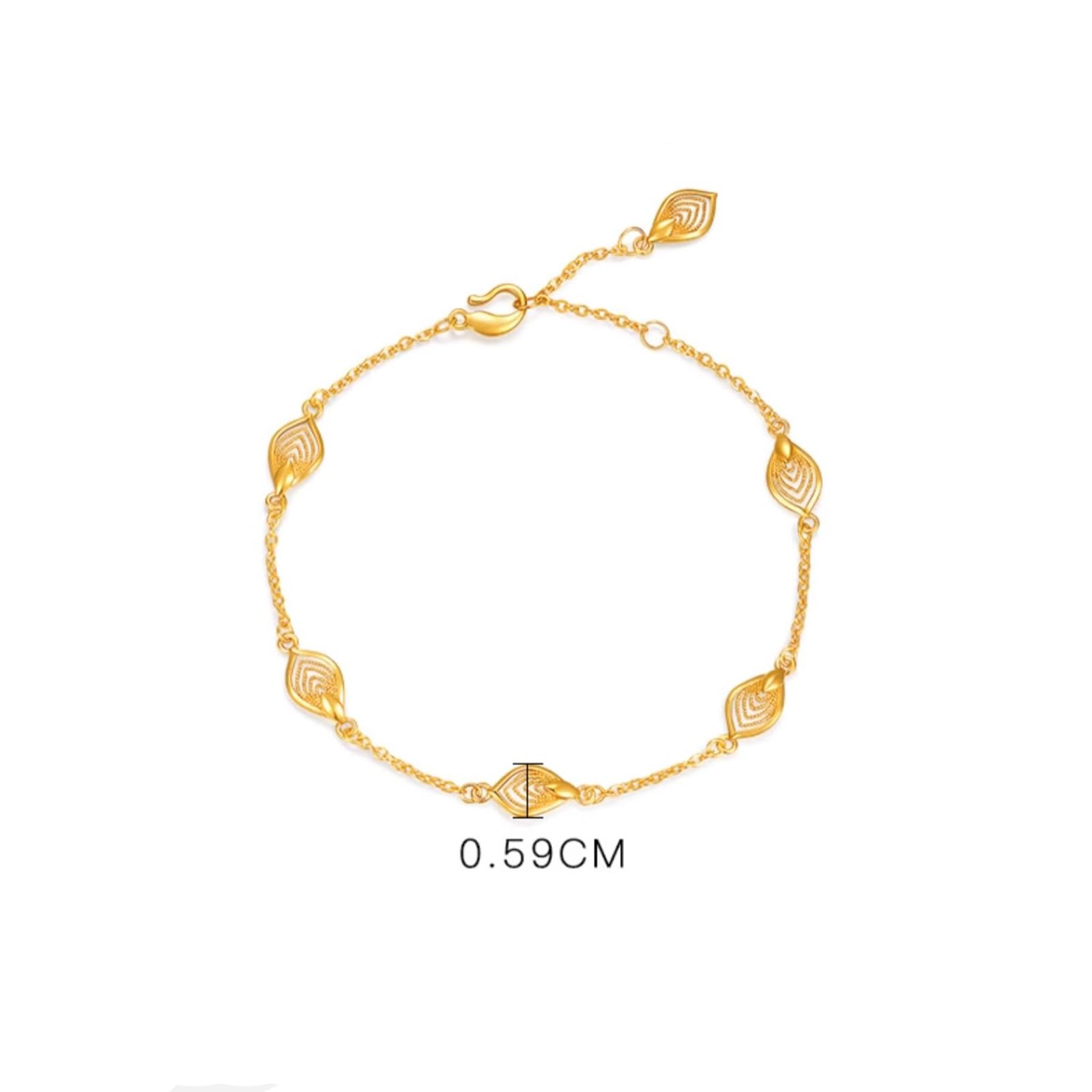 Bracciale Oro Giallo 750/375/585, Bracciale a Catena con Foglie 16-18 cm Estensione 4 cm, Braccialetto Donna Fidanzati
