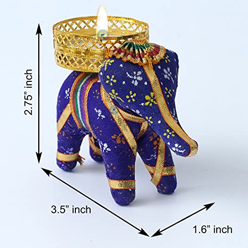 Image of Diwali Decorative Gift Box Set with Ganesha Tea Light Candle Holders, Traditional Elephant Candle Holder, Purple and Red