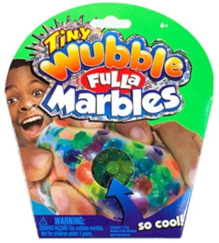 Wubble Small Multicolor Marble-Filled Wubble Ball with Marbles, 5.6 x 6.5 x 1.9 inches, Kid, Indoor, Hand-Powered, No Batteries Required