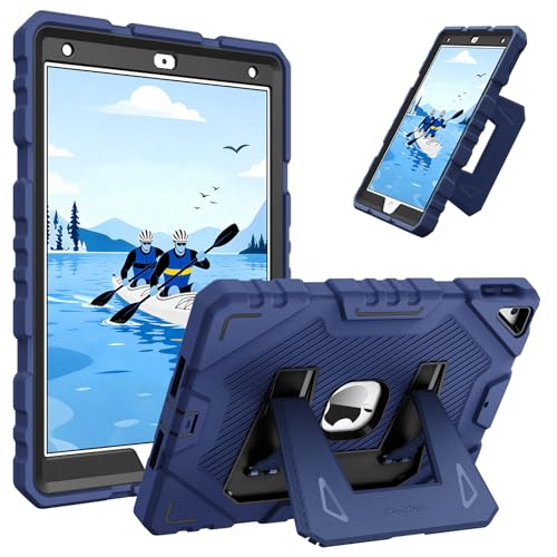 Image of Fintie Kid-Friendly Case for iPad 9th / 8th / 7th Generation 10.2 Inch | Fully-Body Rugged Heavy Duty Shockproof Cover, Portrait & Landscape Viewing, Built-in Kickstand, for Girls /Boys, Navy Blue