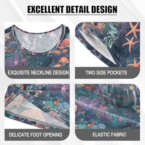 ALAZA Starfishes Mushroom Pajama Set Short Sleeve Sleepwear Soft Lounge Nightwear4