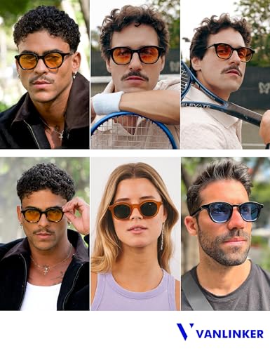 VANLINKER Retro Round Sunglasses for Men Women Vintage Circle Shades VL9829 46mm2