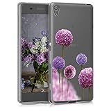 kwmobile Case kompatibel mit Sony Xperia XA - Hülle Silikon transparent Blume Kugel Pink Violett Transparent