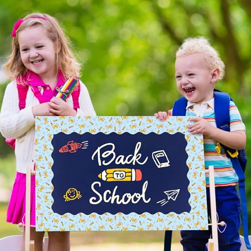 Image of BeYumi Pencil Bow Border Trim - 65ft Back to School Blue Pencil Bow Scalloped Rolled Border Trim Pencils Bowknot Coquette Bulletin Board Set School Classroom Office Chalkboard Party Holiday Wall Decor