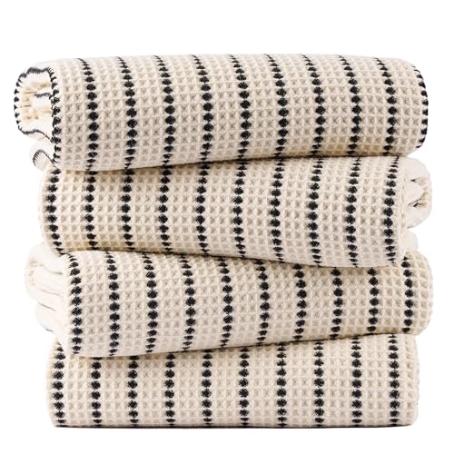 Image of POLYTE 430 GSM Microfiber Oversize Quick Dry Lint Free Bath Towel, 60 x 30 in, 4 Pack (Waffle Weave)