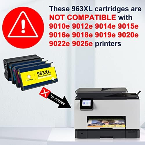 ColorKing Remanufactured 963 XL Replacement for HP 963XL Ink Cartridges Multipack for OfficeJet Pro 9012 9010 9020 9014 9015 9016 9018 9019 9022 9025 (Black, Cyan, Magenta, Yellow,4-pack)