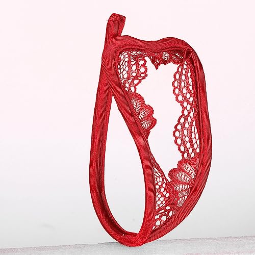 Vxuxlje Sissy Men's Chastity Cover Floral Lace Invisible C-String Underwear O Ring Lingerie Briefs3