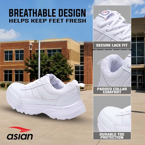 Image of ASIAN Expo-31 Lace School Shoes for Kids | Comfortable School Shoes for Boys & Girls with Soft Cushioning, Durable Upper, Secure Lace Fit & Steady Grip Sole